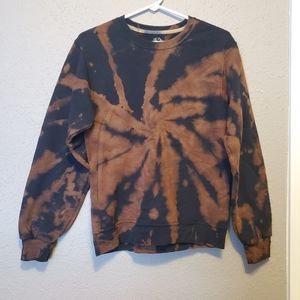 Unique Spiral Bleach Dye Black Sweater Small